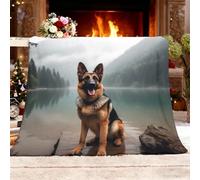 Mezcla Manta Polar Suave para Sofá y Cama Animal Perro Pastor AlemáN Primer Plano Manta de Felpa de Franela Doble Cara Cálida Supersuave MarróN Mantas Decoración Habitación, Regalo Festival, 100x130cm