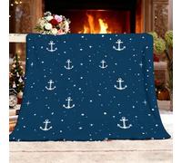 Mezcla Manta Polar Suave para Sofá y Cama NavegacióN Ancla Tema Manta de Felpa de Franela Doble Cara Cálida Supersuave Azul Mantas Decoración Habitación, Regalo Festival, 130x150 cm