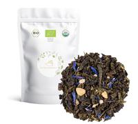 Mezcla Té Azul y Verde de Melocotón y Vainilla a Granel 100 Gramos - My Tea Moments - Cultivo Sostenible - Ingredientes Naturales - Té Oolong y China Sencha con Aciano, Jengibre, Melocotón, Vainilla.