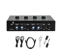 Mezclador auditivo portátil de 2 canales, efectos reverbidos, construcción de metal, universal, compatibilidad de dispositivos, amplificador auditivo de metal