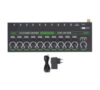 Mezclador de 10 Canales con RGB Light Low Rideo Stereo Mono Switch 1/4 TRS TS Línea de Conmutación para Grabación de Estudio de Etapas (Jeffergardennehp13fxyb-12)