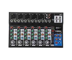 Mezclador de 7 Canales con Transmisión Inalámbrica BT, Indicadores LED, Alimentación Fantasma de 48 V, Diseño Ultradelgado, Consola de Mezcla de Sonido, Alimentación USB