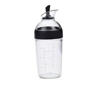Mezclador de Aderezos 200 ml con Tapa Antigoteo Transparente, Botella Graduada libre de BPA, Vertido Limpio, Hermética, para Vinagreta o Salsas (Negro).