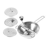 Mezclador de alimentos manual multifuncional, licuadora de verduras y frutas de acero inoxidable con 3 discos intercambiables para hacer puré de patatas y ensaladas, diseño de sepa