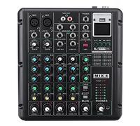 Mezclador de audio 6 canales Bluetooth DJ Micrófono HD Control de mezclador de audio Pantalla digital LED con interfaz USB Fácil monitoreo y operación (Color : Black, Size : One size) (Blac