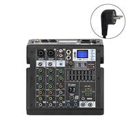 mezclador de audio, AG-TD4 Mezcla de la consola 4/6 canales 99 efectos 7 banda EQ USB Reproducir y grabar Bluetooth DJ Party School Sound Audio Mixer Fácil de usar y controlar, compatible con PC (Col