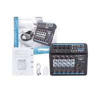 Mezclador de audio, Audio de Mini Meligra M-4/6 Protable DJ Consola con tarjeta sonido, USB, 48V Poder fantasma for ordenador personal Grabando la fiesta transmisión web canto(M6)