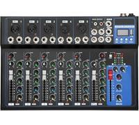 Mezclador de audio Bluetooth de 7 canales, mezclador de DJ, mezclador de audio y USB, 2 entradas de micrófono, puerto USB, para micrófonos, guitarras, bajos, teclados, mezcladores, instrumentos, etc