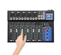 Mezclador de audio Bluetooth de 7 canales, mezclador DJ Live Studio con USB Sound Mixing Console 6 modos de música para actuaciones escénicas, bares, estudios de grabación para principiantes y
