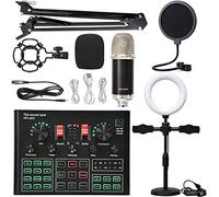 mezclador de audio, BM900K Canción KTV Grito de la tarjeta de sonido de micrófono Condensador Micrófono Teléfono móvil Tarjeta de sonido Broadcast en vivo Conjunto completo Fácil de usar y controlar,