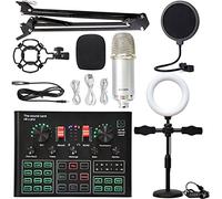 mezclador de audio, BM900K Canción KTV Grito de la tarjeta de sonido de micrófono Condensador Micrófono Teléfono móvil Tarjeta de sonido Broadcast en vivo Conjunto completo Fácil de usar y controlar,