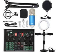 mezclador de audio, BM900K Canción KTV Grito de la tarjeta de sonido de micrófono Condensador Micrófono Teléfono móvil Tarjeta de sonido Broadcast en vivo Conjunto completo Fácil de usar y controlar,