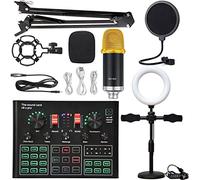 mezclador de audio, BM900K Canción KTV Grito de la tarjeta de sonido de micrófono Condensador Micrófono Teléfono móvil Tarjeta de sonido Broadcast en vivo Conjunto completo Fácil de usar y controlar,