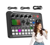 Mezclador de audio con tarjeta de sonido en | Tablero mezclador de DJ para principiantes | 7 modos de grabación, 4 modos de cambio de sonido, tablero de efectos de sonido para streaming