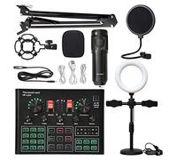 Mezclador de audio, Condensador inalámbrico Micrófono Bundle Soporte de tarjeta sonido en vivo Card Equipo transmisión V8S Tarjeta(4)