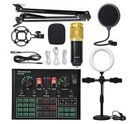 Mezclador de audio, Condensador inalámbrico Micrófono Bundle Soporte de tarjeta sonido en vivo Card Equipo transmisión V8S Tarjeta(3)
