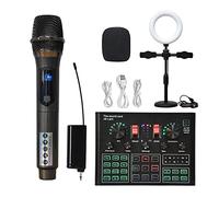 Mezclador de audio, Condensador inalámbrico Micrófono Bundle Soporte de tarjeta sonido en vivo Card Equipo transmisión V8S Tarjeta(1)