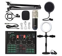 Mezclador de audio, Condensador inalámbrico Micrófono Bundle Soporte de tarjeta sonido en vivo Card Equipo transmisión V8S Tarjeta(5)