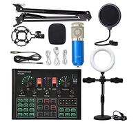 Mezclador de audio, Condensador inalámbrico Micrófono Bundle Soporte de tarjeta sonido en vivo Card Equipo transmisión V8S Tarjeta(6)