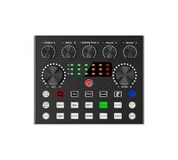 Mezclador de audio, Conjunto con tarjeta de sonido, carcasa de hierro con efecto de luz colorido independiente para transmisión en vivo, podcasting, PC