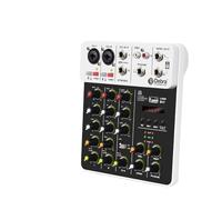 Mezclador de audio, Consola de DJ V4 Mixer de 4 canales portátil con alimentación fantasma de 48 V y USB con tarjeta de sonido for PC, grabación y canto(V4 Black Type)