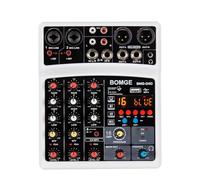 Mezclador de audio, Consola de mezclas con interfaz de mezclador de sonido for DJ Echo de 4 canales y 16 DSP con grabación estéreo MP3, USB y Bluetooth(Bianco)