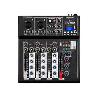 Mezclador de audio, Consola de mezclas de sonido for DJ de 4 canales F4, con Bluetooth, for PC, reproducción por USB, grabación, controlador de 48 V