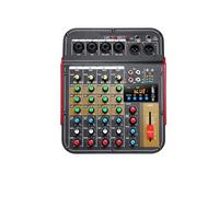 Mezclador de audio, Consola mezcladora de audio 6 canales for conferencias al aire libre, procesador con reverberación USB y compatible Bluetooth, tarjeta sonido Para karaoke en estudio(A)