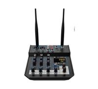 Mezclador de audio, Consola mezcladora de DJ de 4 canales con mezclador Bluetooth y micrófono inalámbrico UHF for estudio de escenario en casa(Silver mic)