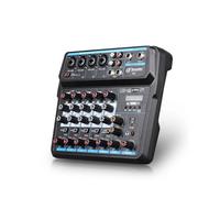 Mezclador de audio, Consola mezcladora de M4 M6 for DJ con tarjeta de sonido Bluetooth for PC, micrófono de grabación, interfaz de mezcla de instrumentos(6 Channels)