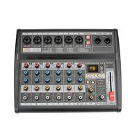 Mezclador de audio, Consola mezcladora de tarjeta sonido 48V Phantom Power 16 Mezclador función grabación USB digital 6 canales Para estudio de karaoke