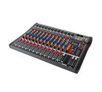 Mezclador de audio de 12 canales estéreo con alimentación fantasma de 48 V, mezclador DJ Live Studio con amplificador para consola de audio USB, interfaz de audio con Bluetooth DJ Sound Console