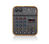 Mezclador de audio de 4 canales, consola DJ con reverberación, Bluetooth 5.0, alimentación de 48 V,