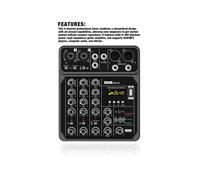 Mezclador de Audio de 4 Canales USB, Mezclador de Sonido de Estudio, Consola de DJ , Alimentación Fantasma de 48 V, Reproductor USB/MP3 para