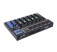 Mezclador de audio de 7 canales, consola de estudio en vivo, amplificador de consola DJ, adecuado para ordenadores, instrumentos musicales, micrófonos, cables y amplificadores, 33 x 23 x 3,7 cm, negro