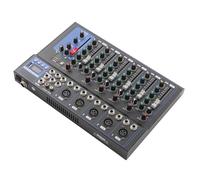 Mezclador de audio de 7 canales, mezclador de DJ compacto profesional con alimentación fantasma de 48 V, 6 modos de música, monitoreo en tiempo real para actuaciones en vivo, estudio y karaoke (negro