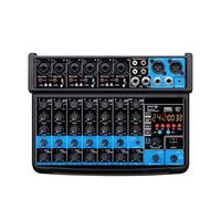 Mezclador de audio de 8 canales con Bluetooth y grabación USB, consola de mezcla de DJ con alimentación fantasma de 48 V, 24 efectos DSP, ecualizador de 5 bandas, reproducción de MP3, CC 5 V para