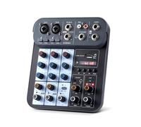 Mezclador de audio DJ de 4 canales, mezcladores de DJ, tablero mezclador de sonido XLR de 1/4 pulgadas, interfaz BT USB MP3 entrada de computadora 48 V Phantom Power estéreo Karaoke DJ Studio