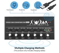 Mezclador de Audio Estéreo de 6 Canales, Mezclador de Audio de Metal de Ruido Ultrabajo Portátil para Teclado o Escenario de bajo de Guitarra, con Tecnología de Procesamiento de