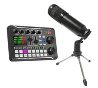 Mezclador de audio, Kit mezclador de micrófono con tarjeta sonido sintonización multifuncional F998, grabación aud-io, consola mezcladora, amplificador for teléfono y PC Para karaoke(With Microphone)