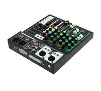 Mezclador de audio, mezclador de 4 canales, mezclador DJ, controlador de DJ, 4 efectos de sonido, alimentación fantasma de 48 V, Bluetooth integrado, para KTV en casa, actuaciones escénicas