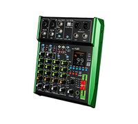 Mezclador de Audio Mezclador de 6 canales, función de tarjeta de grabación incorporada, BT, reproducción USB, ecualizador de 3 etapas, 99 efectos de mezcla, consola mezcladora
