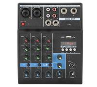 Mezclador de audio, Mezclador de audio de 4 canales Consola mezcladora estéreo USB, con tarjeta de sonido para escenario de computadora en casa, Fuente de alimentación de 48 V, Plug and Play (EU)