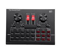 Mezclador de audio Mezclador de audio externo Interfaz USB Tarjeta de sonido con 15 modos de sonido Múltiples efectos de sonido Fácil monitoreo y operación (Color : Black, Size : ONE SIZE)