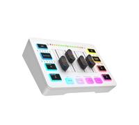 Mezclador de audio, Mezclador De For Juegos,Mezclador RGB De 4 Canales Con Interfaz De Micrófono XLR,para Voz De Juego,Podcast Para guitarras, bajos y teclados(Bianco)