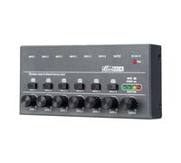 Mezclador de audio, Mezclador de línea 4/6/8 canales Ruido ultrabajo teclados TYPE-C 5V 2A con controles volumen separados bajos for submezcla Para karaoke(6 Channels)