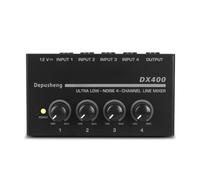 Mezclador de audio, Mezclador de línea de 4 canales de ruido ultrabajo mejorado DX400 Mini mezclador de sonido Fuente de alimentación DC5V Fácil operación Dropshipping(DX400)