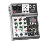 Mezclador de audio, Mezclador profesional, consola de mezcla de sonido con efecto de eco y retardo digital USB Bluetooth de 4 canales, entrada estéreo de 48 V