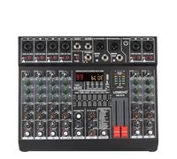 Mezclador de audio para DJ Consola de mezclas mono de 6 canales, 99 efectos digitales, Bluetooth, USB, mezclador de sonido for PC con 48 V for iglesia AM-GT6