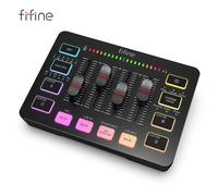Mezclador de Audio para juegos FIFINE, mezclador RGB de 4 canales con interfaz de micrófono XLR, para voz de juegos, Podcast, amplificador de juegos SC3 Negro